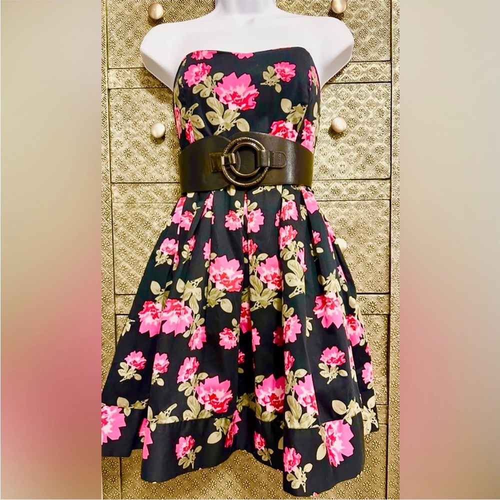 FOREVER 21 Vintage Y2K Black And Pink Floral Dress